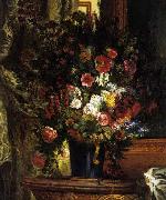 Eugene Delacroix A Vase of Flowers on a Console oil painting artist